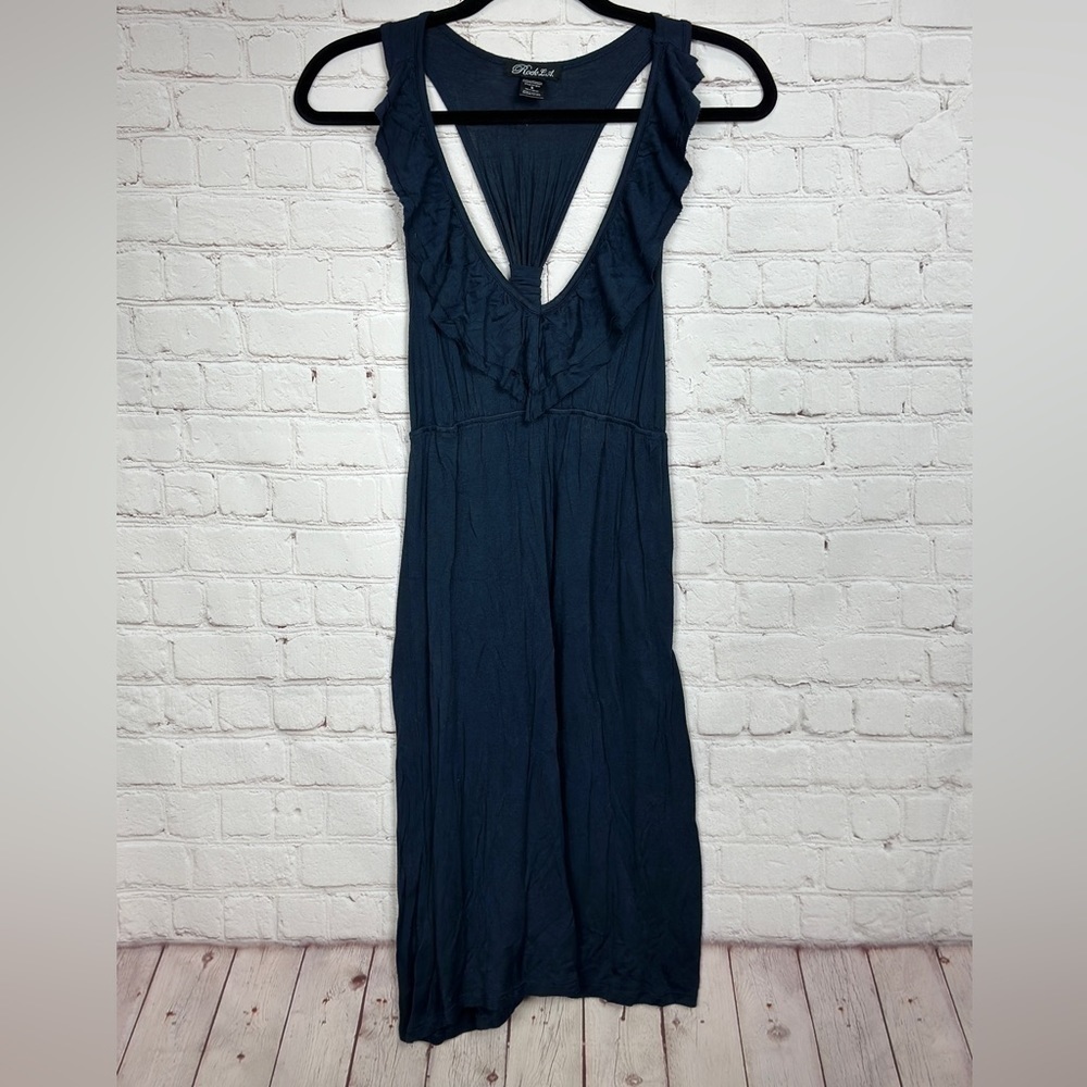 Rock L.A. navy blue sleeveless tank rayon stretch knee length‎ dress, sz S